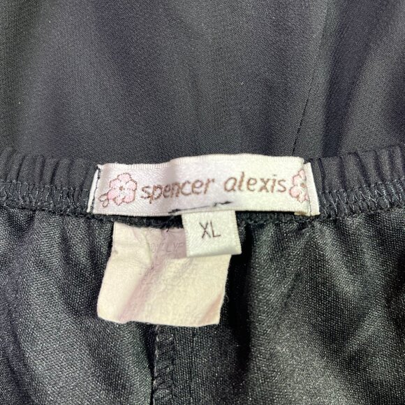 Spencer Alexis Size XL Wide-Leg Pull-On Pants Black Sheer Overlay - Picture 2 of 11